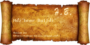 Hübner Balló névjegykártya